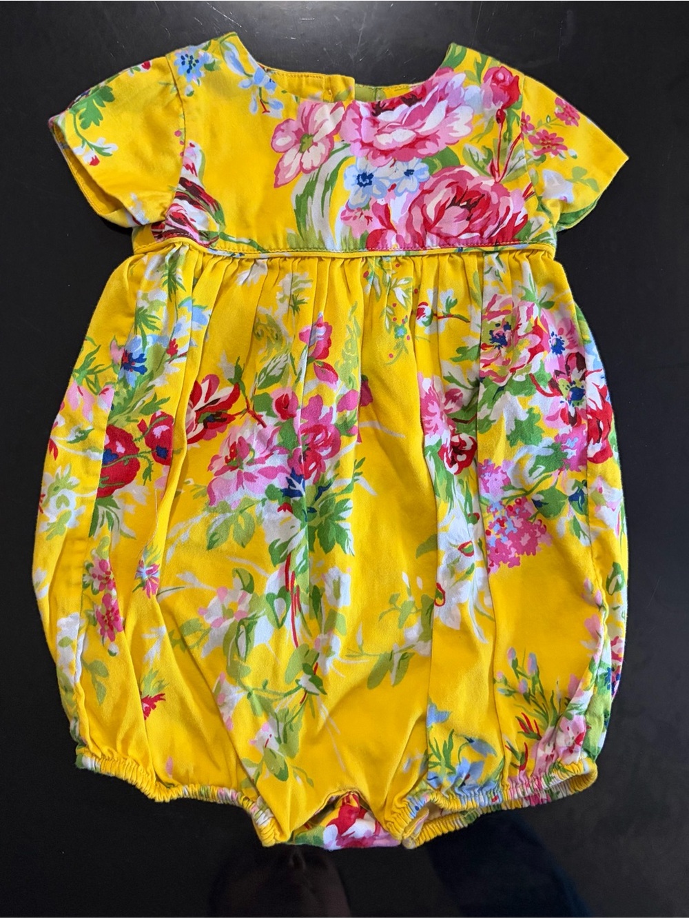 Ralph Lauren Yellow Floral Bubble Romper One Piece 9m